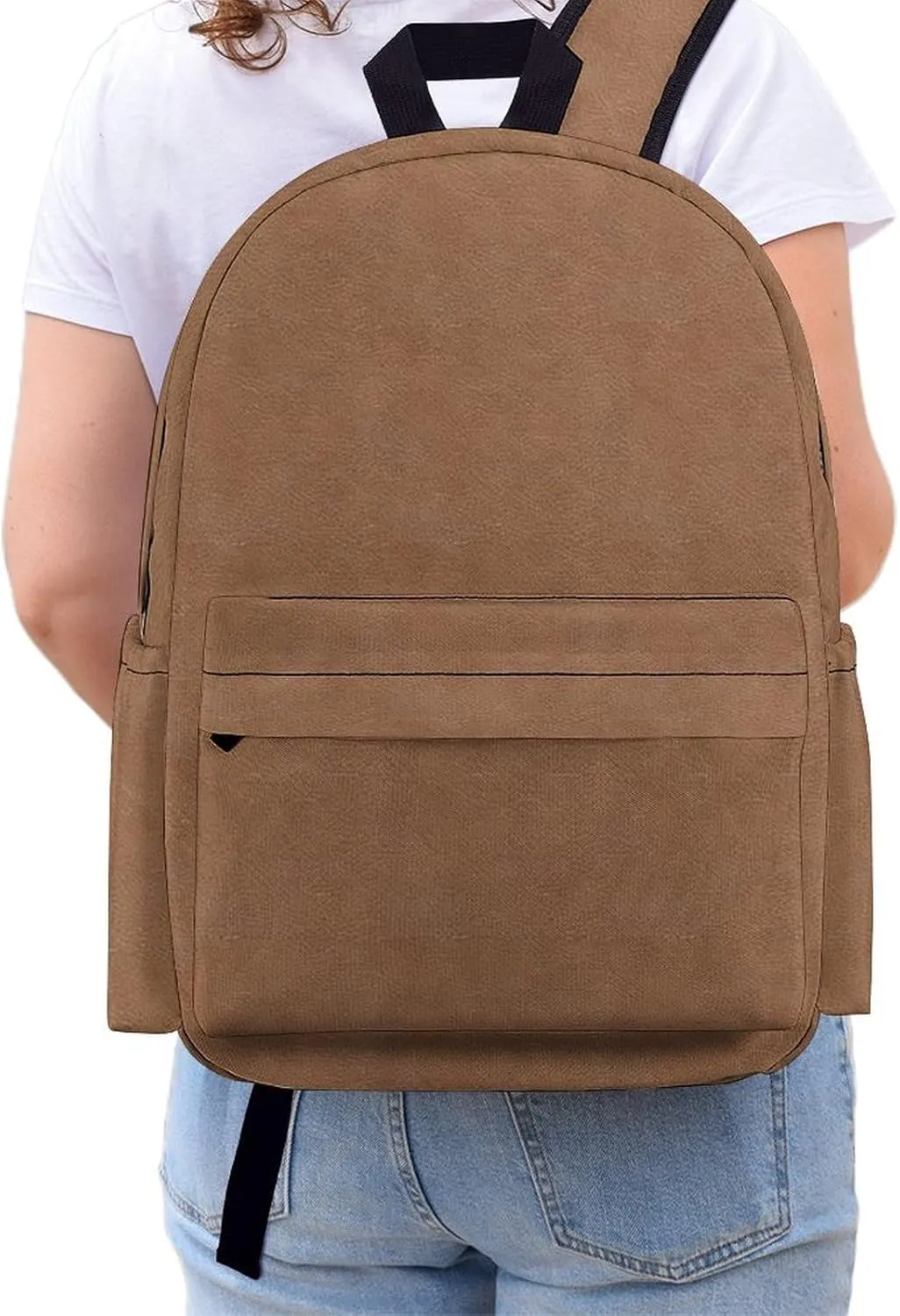 Faux Leather Natural Brown Casual Lightweight Large Capacity Travel Backpack Unisex