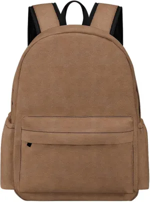 Faux Leather Natural Brown Casual Lightweight Large Capacity Travel Backpack Unisex