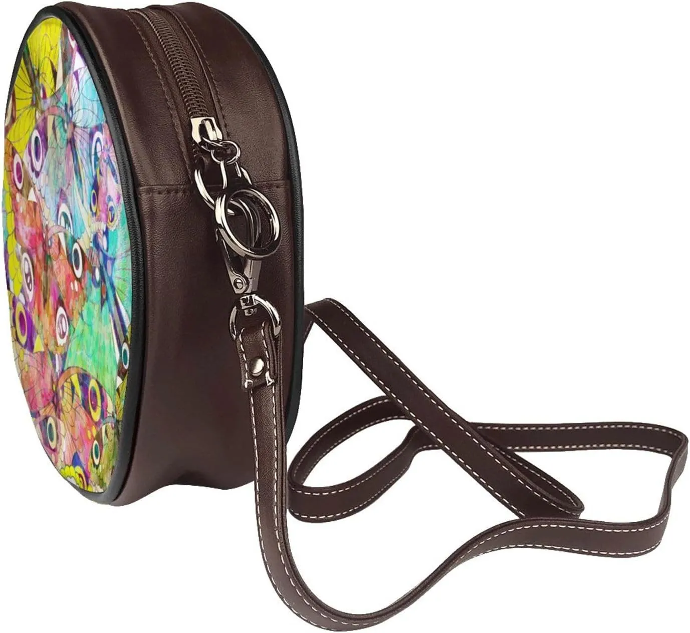Faux Leather Shoulder Bag for Women, Round Shoulder Purse and Clutch Tote Bag with Shoulder Strap