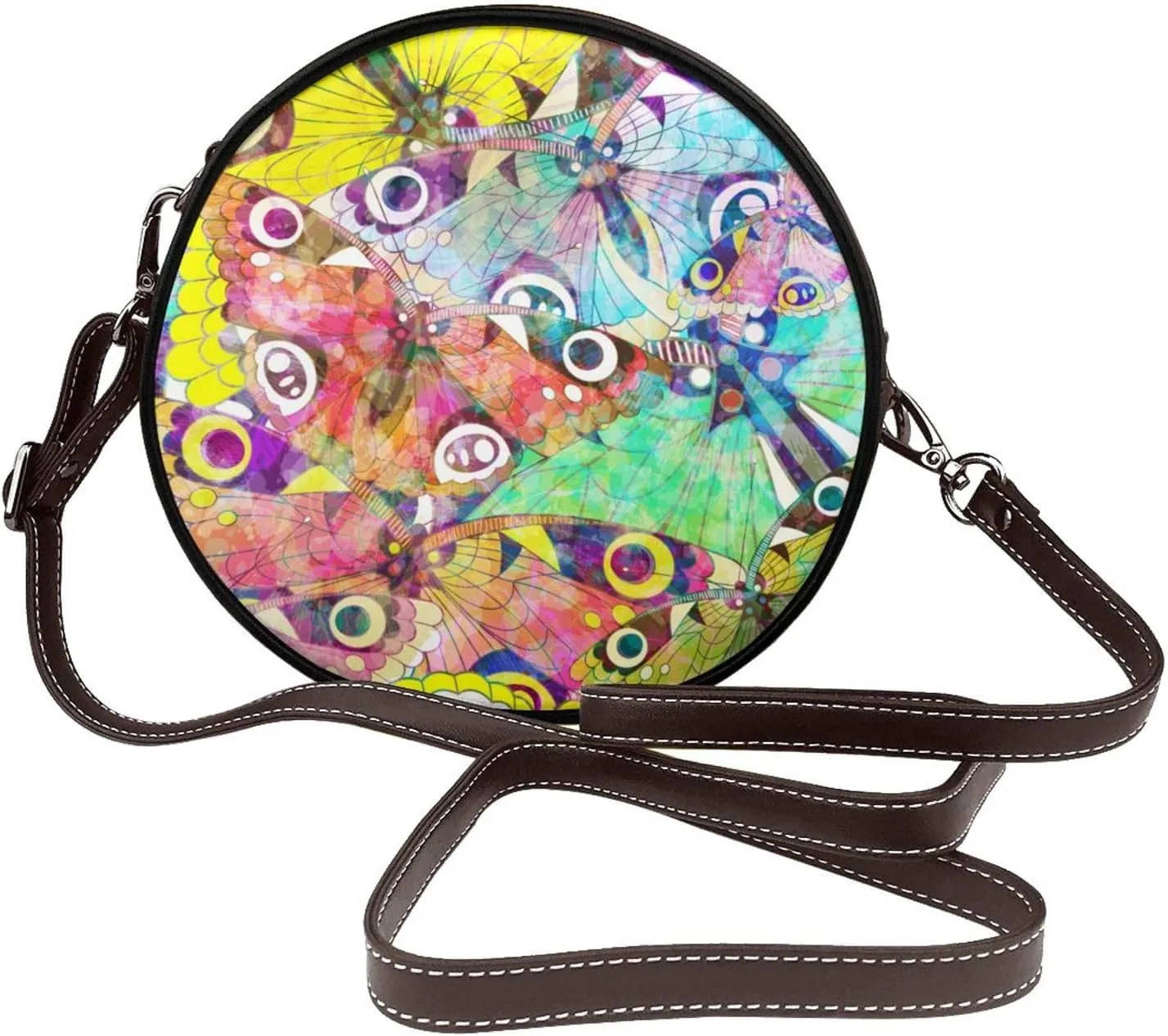Faux Leather Shoulder Bag for Women, Round Shoulder Purse and Clutch Tote Bag with Shoulder Strap