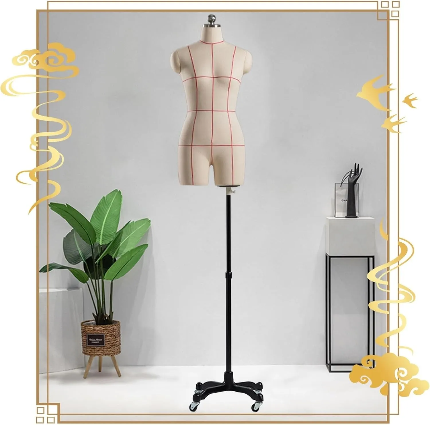 Female Tailors Dummy Female Mannequin Torso Dress Form for Sewing Clothes, Adjustable Dress Mannequin Body Tailors Dummy Torso with Stand Metal Base for Clothing Window Display with Stand
