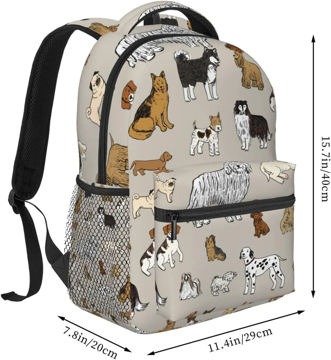 Fiokroo Cute Dogs Animal Backpack School Bag For Students Teens Men Women Laptop Backpacks Travel Daypack Bag With Multiple Pockets