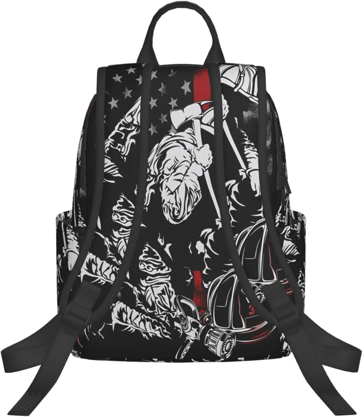 Firefighter American Flag Memorial Never Forget Flag Casual Backpacks Laptop Backpack Outdoor Travel Rucksack Sport Carry-On Daypack Lightweight Bag with Multi-Pockets