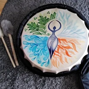 Firlar Instrument Shaman Alchemy Moon Hand Drum With Drum Stick, 10 Inch Sound Healer For Spiritual Music, Reflection And Meditation