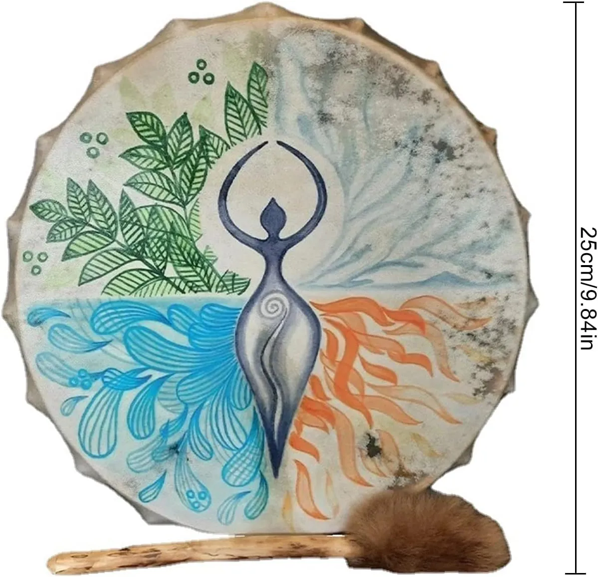 Firlar Instrument Shaman Alchemy Moon Hand Drum With Drum Stick, 10 Inch Sound Healer For Spiritual Music, Reflection And Meditation