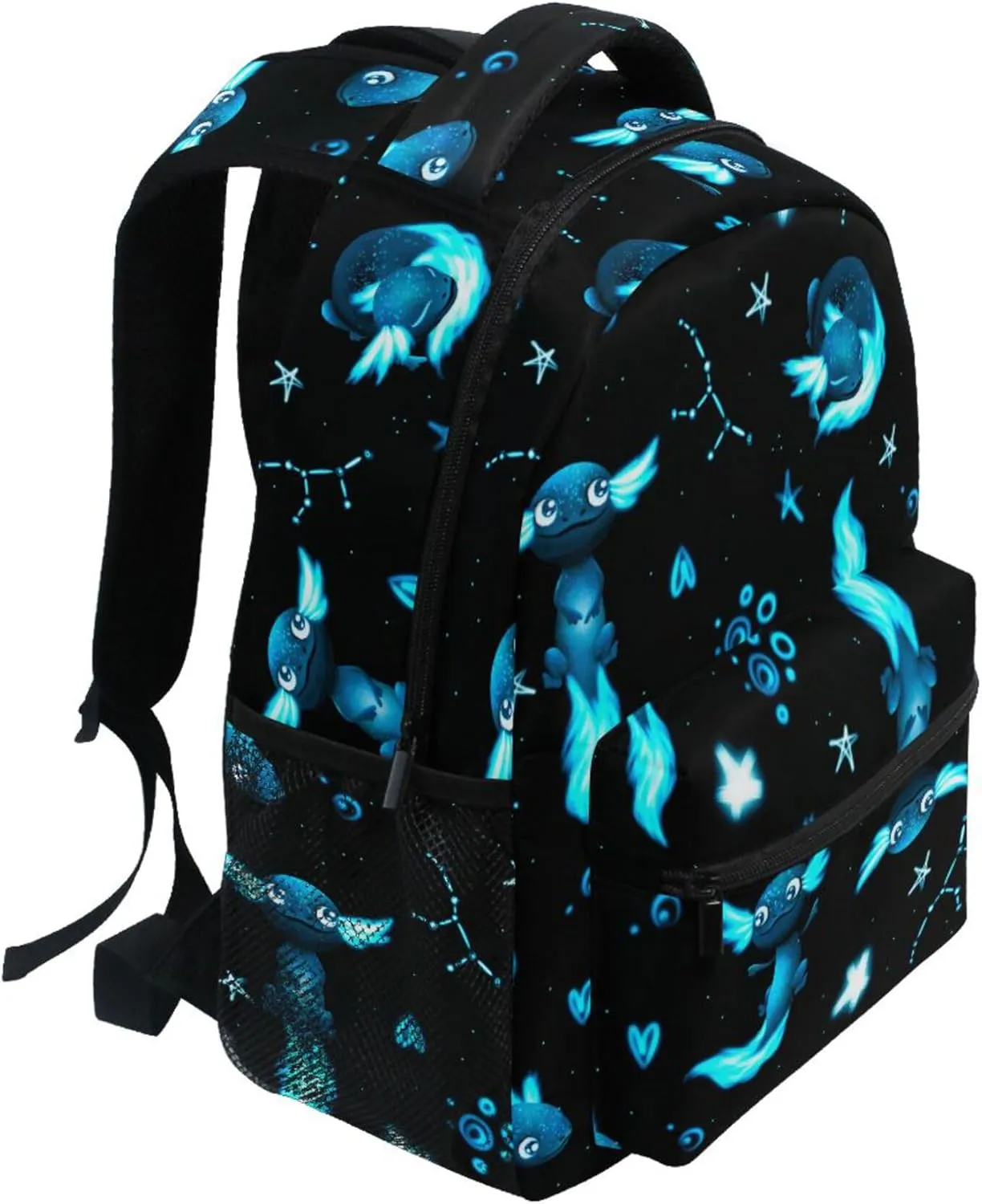 Fisyme Blue Axolotl Fish Laptop Backpack Bag Bookbag Casual Travel Hiking Computer Notebooks Daypacks