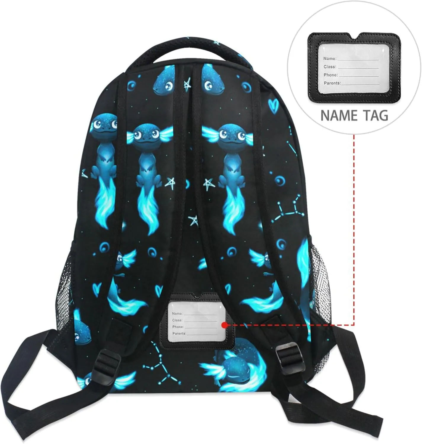 Fisyme Blue Axolotl Fish Laptop Backpack Bag Bookbag Casual Travel Hiking Computer Notebooks Daypacks