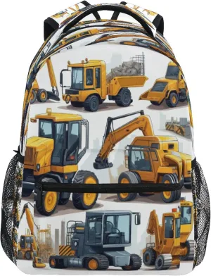 Fisyme Construction Machinery Laptop Backpack Bag Bookbag Casual Hiking Travel Computer Notebooks Daypacks