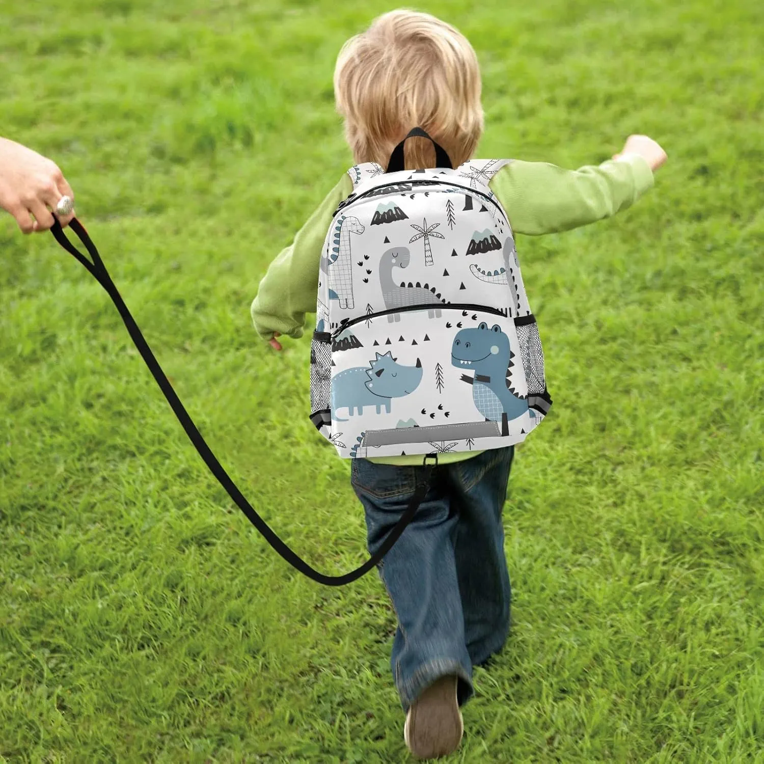 Fisyme Cute Dinosaur Tropical Backpack Schoolbag Kids Daypack Toddler Travel School Bag Small Mini Backpacks for Kindergarten Preschool Nursery Children Boy Girls with Chest Strap