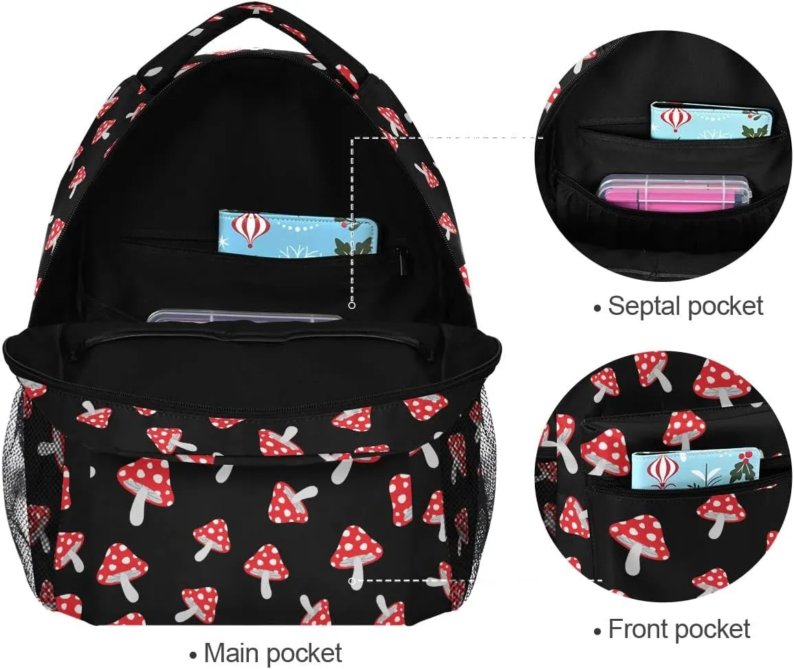 Fisyme Forest Mushrooms Backpack Laptop Bag Daypack Travel Hiking School Backpacks for Men Women Kids Girls Boys