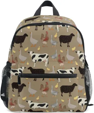 Fisyme Toddler Backpack Farm Cow Rooster School Bag Kids Backpacks for Kindergarten Preschool Nursery Girls Boys, M