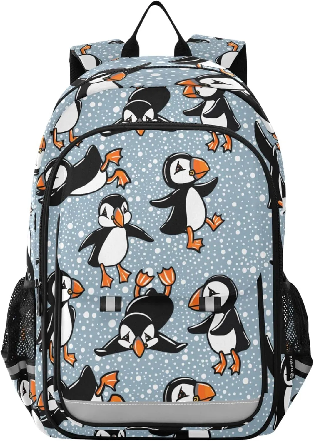 Fisyme Winter Bird Puffin School Backpack Laptop Backpacks Bags Bookbag Travel Casual Computer Notebooks Daypacks