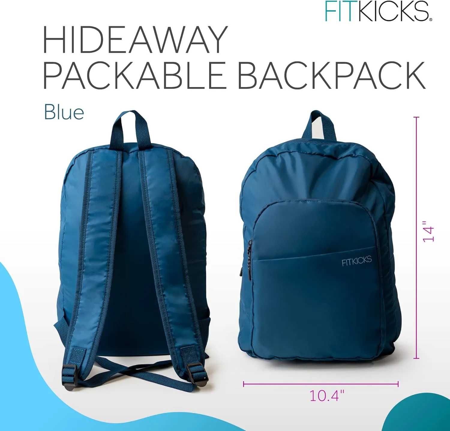 FITKICKS Hideaway Packable Zippered Backpack Hiking Camping Outdoor Sport Travel Backpack Daypack for Women