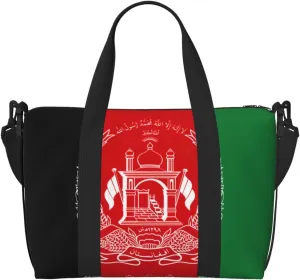 Flag Of Afghanistan Zippered Tote Bags For Women,Duffle Bag For Men,Spacious Travel Bag For Weekend Getaways