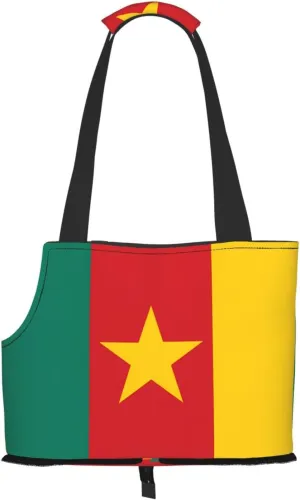 Flag of Cameroon Printed Pet Shoulder Bag, Specially Designed for Small Dogs and Cats, Multifunctional Shoulder and Handbag