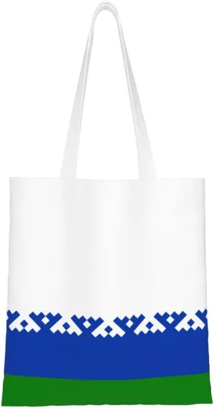 Flag Of Nenets Autonomous District Tote Bag for Women Canvas Shopping Bags Reusable Large Capacity Casual Shoulder Handbags Grocery Bags DIY Gift Bags