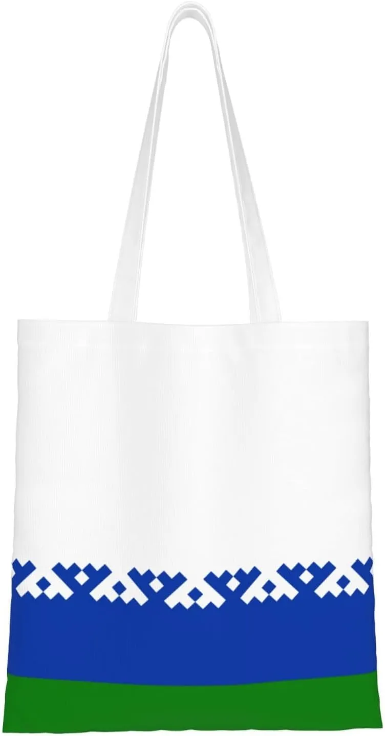Flag Of Nenets Autonomous District Tote Bag for Women Canvas Shopping Bags Reusable Large Capacity Casual Shoulder Handbags Grocery Bags DIY Gift Bags