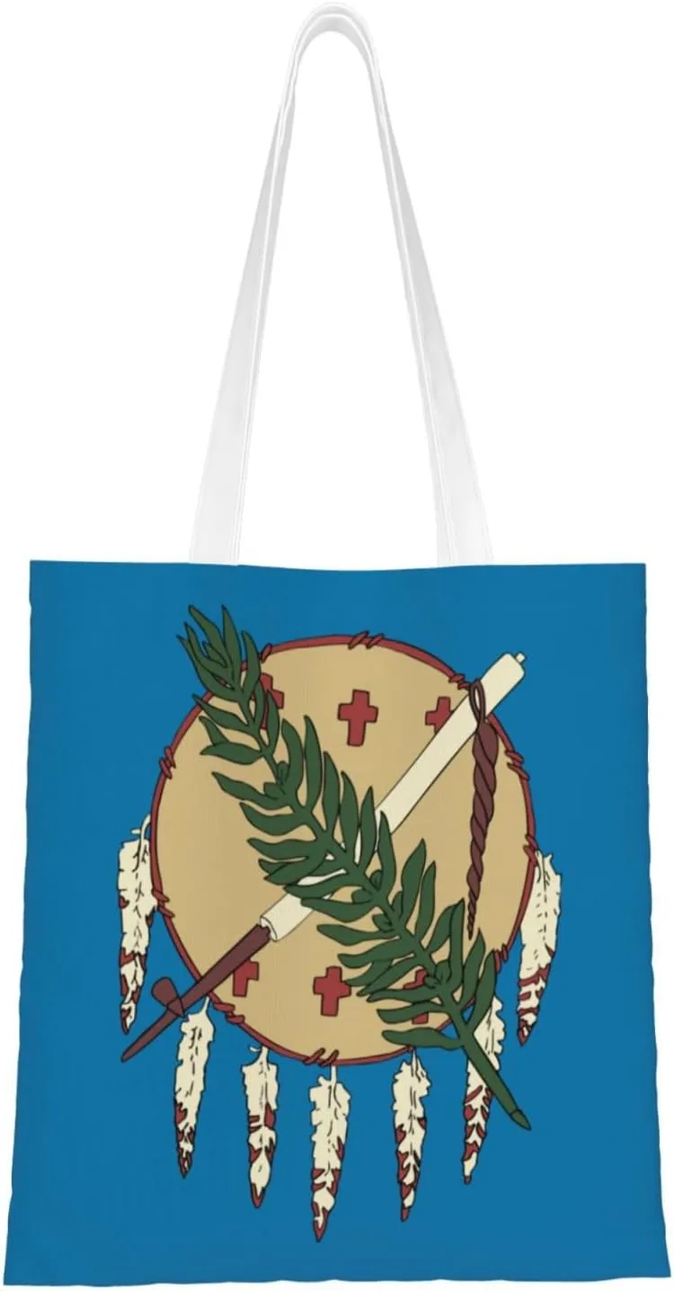 Flag Of Oklahoma (1925-1941) Tote Bag for Women Canvas Shopping Bags Reusable Large Capacity Casual Shoulder Handbags Grocery Bags DIY Gift Bags
