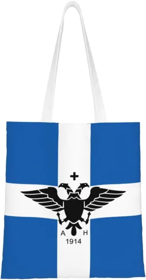 Flag Of The Autonomous Republic Of Northern Epirus Tote Bag for Women Canvas Shopping Bags Reusable Large Capacity Casual Shoulder Handbags Grocery Bags DIY Gift Bags