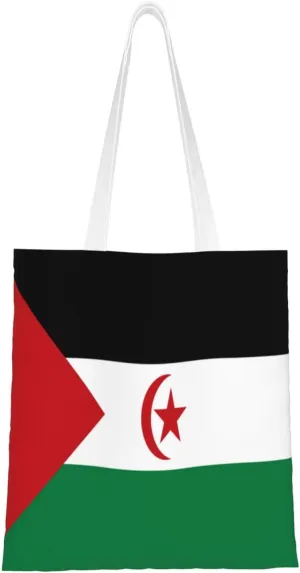 Flag of the Sahrawi Arab Democratic Republic Tote Bag for Women Canvas Shopping Bags Reusable Large Capacity Casual Shoulder Handbags Grocery Bags DIY Gift Bags