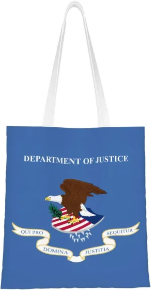 Flag Of The United States Department Of Justice Tote Bag for Women Canvas Shopping Bags Reusable Large Capacity Casual Shoulder Handbags Grocery Bags DIY Gift Bags