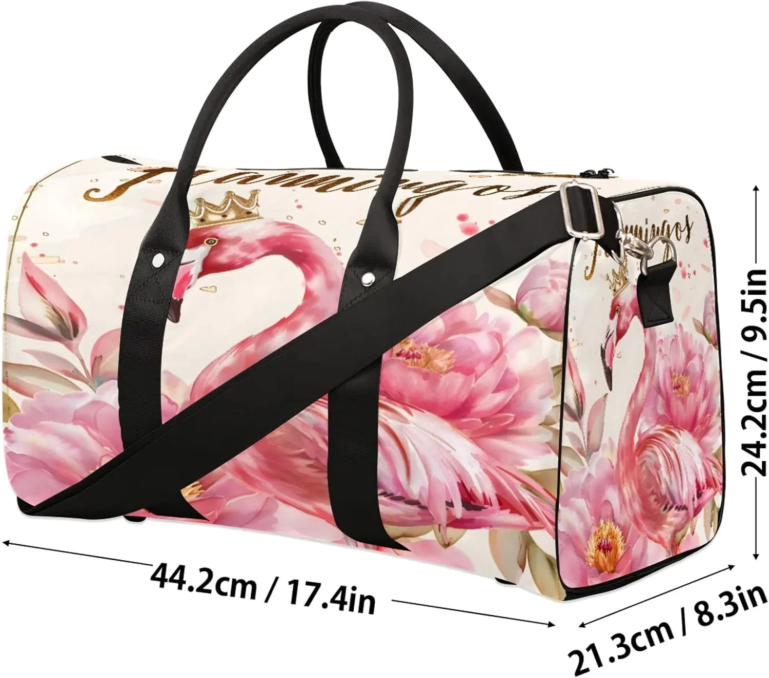Flamingo Flower Travel Bag for Men Women, Gym Duffle Bags for Travel, Carry On Luggage Bag, Weekender Overnight Workout Bags