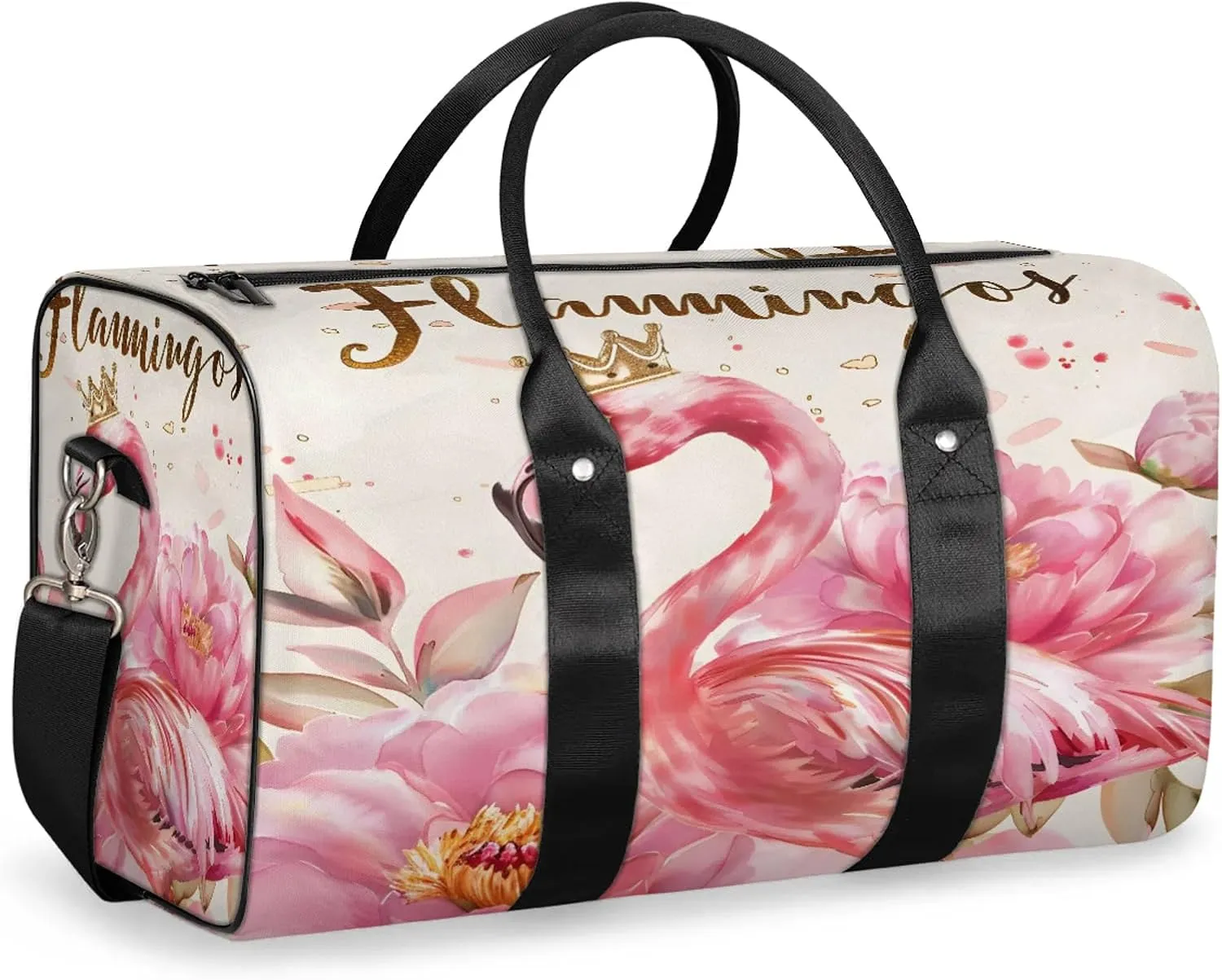 Flamingo Flower Travel Bag for Men Women, Gym Duffle Bags for Travel, Carry On Luggage Bag, Weekender Overnight Workout Bags
