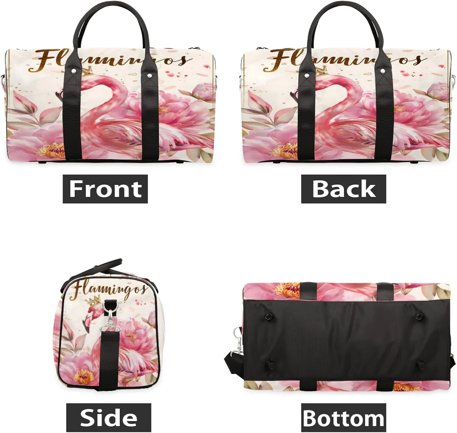 Flamingo Flower Travel Bag for Men Women, Gym Duffle Bags for Travel, Carry On Luggage Bag, Weekender Overnight Workout Bags