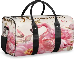 Flamingo Flower Travel Bag for Men Women, Gym Duffle Bags for Travel, Carry On Luggage Bag, Weekender Overnight Workout Bags