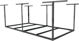 FLEXIMOUNTS 4x8 Overhead Garage Storage Rack without Decking, Storage Organization System, Heavy Duty Metal Garage Ceiling Racks, 600lbs Weight Capacity, Black