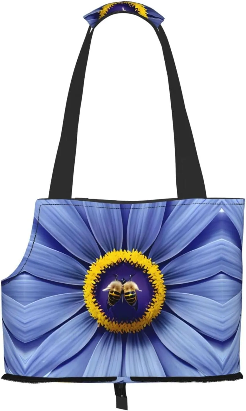 Flower Heart Bee Printed Pet Shoulder Bag, Specially Designed for Small Dogs and Cats, Multifunctional Shoulder and Handbag