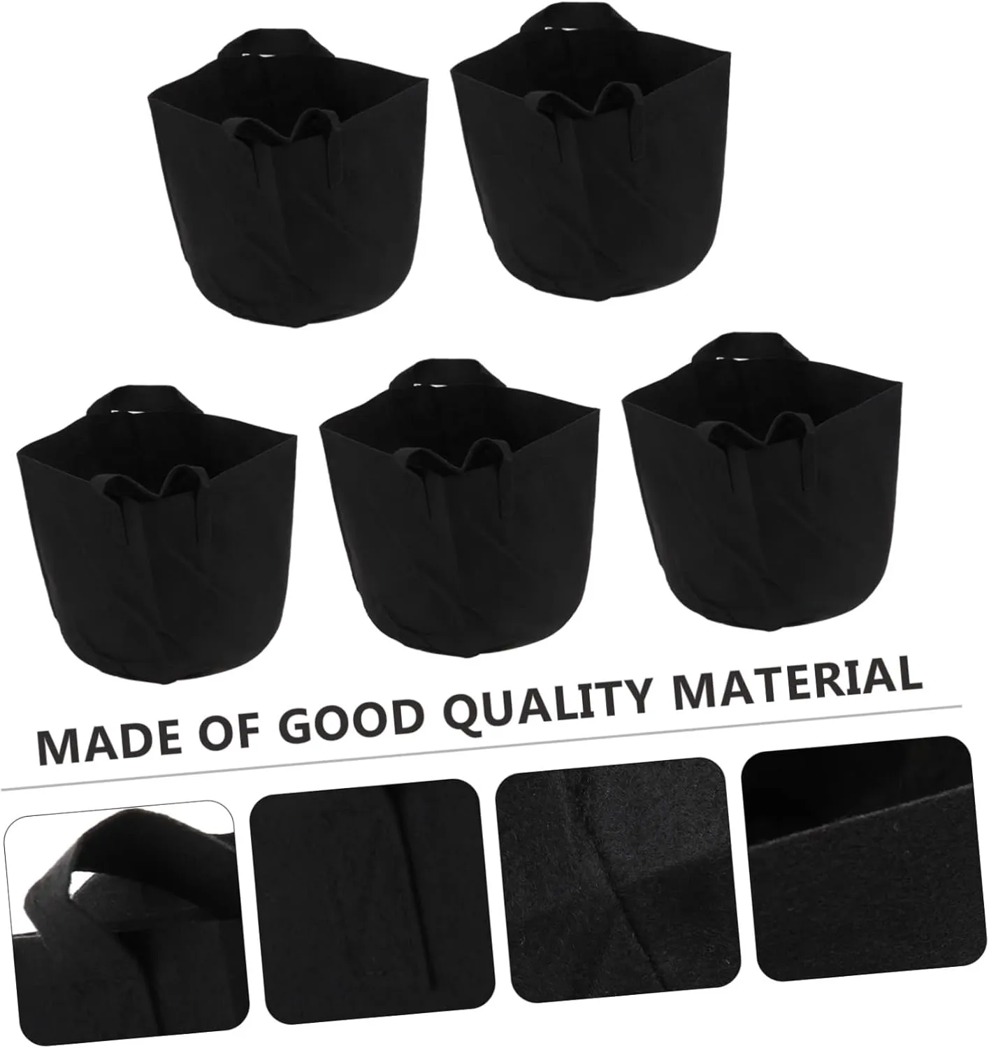 Flower Planting Bag 5pcs Felt Planting Pouch Round Garden Planter Plants Growing Bags Pots Insulation Cultivation Bag for Home Black