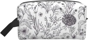 Flowering Herbs And Herbaceous Plants Print Travel Cosmetic Large Capacity Zippered Storage Bag For Toiletries Daily Essentials