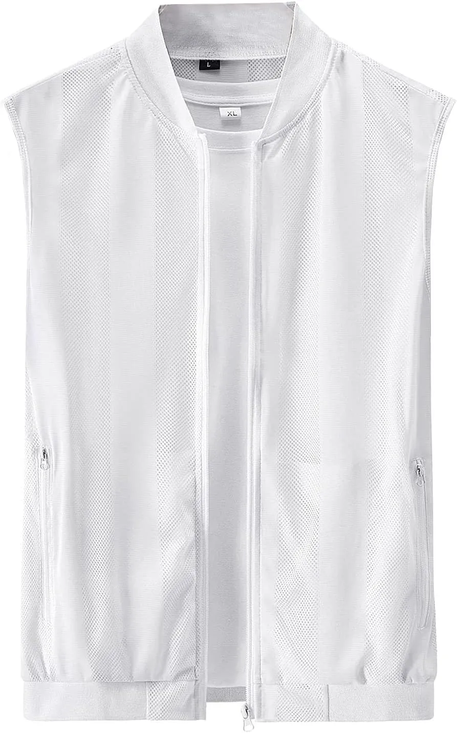 Flygo Men's Summer Casual Lightweight Breathable Mesh Cycling Travel Zip Vest