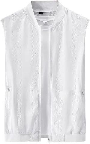 Flygo Men's Summer Casual Lightweight Breathable Mesh Cycling Travel Zip Vest