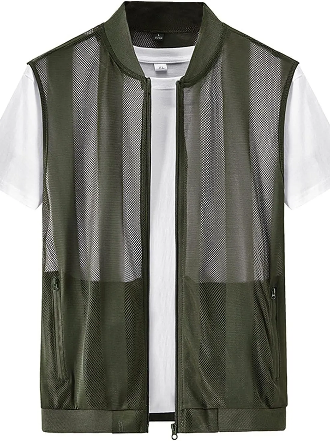 Flygo Men's Summer Casual Lightweight Breathable Mesh Cycling Travel Zip Vest