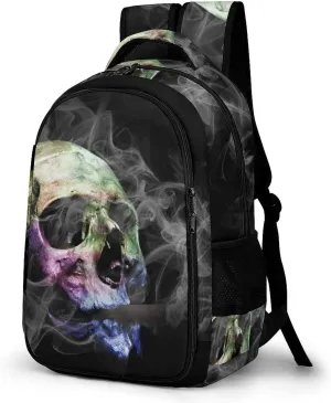 Fog Demon Skull Laptop Backpack Multiple Compartments Travel Backpack Casual Shoulder Bag Fashion Computer Bag for Work Shopping