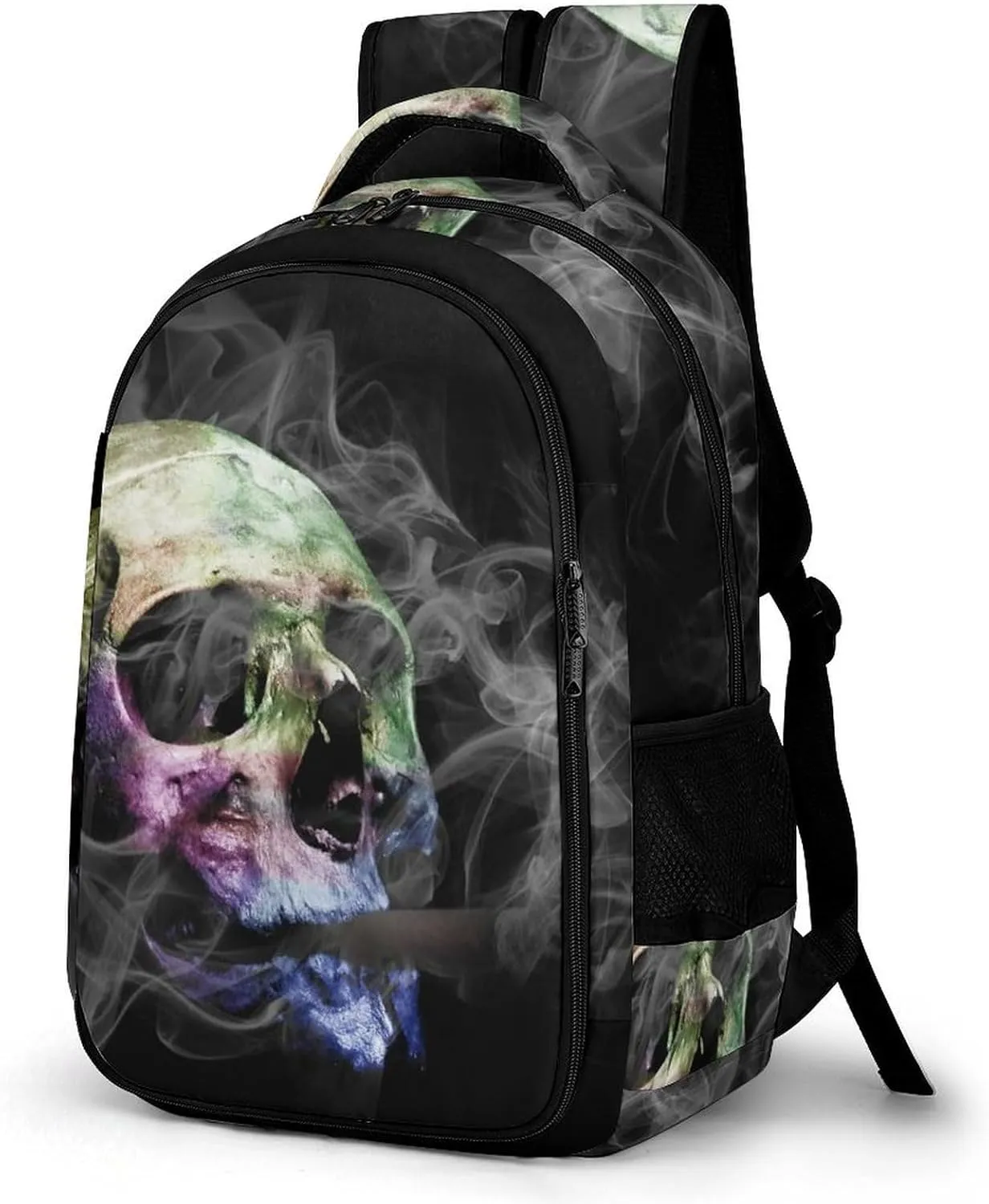 Fog Demon Skull Laptop Backpack Multiple Compartments Travel Backpack Casual Shoulder Bag Fashion Computer Bag for Work Shopping