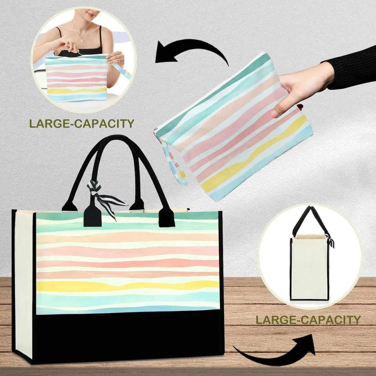 Fokongna Girls Trip 2025 For Women Friend Sister Travel Gifts Canvas Tote Bag Wet Bag for swimsuit Beach Bags Gifts