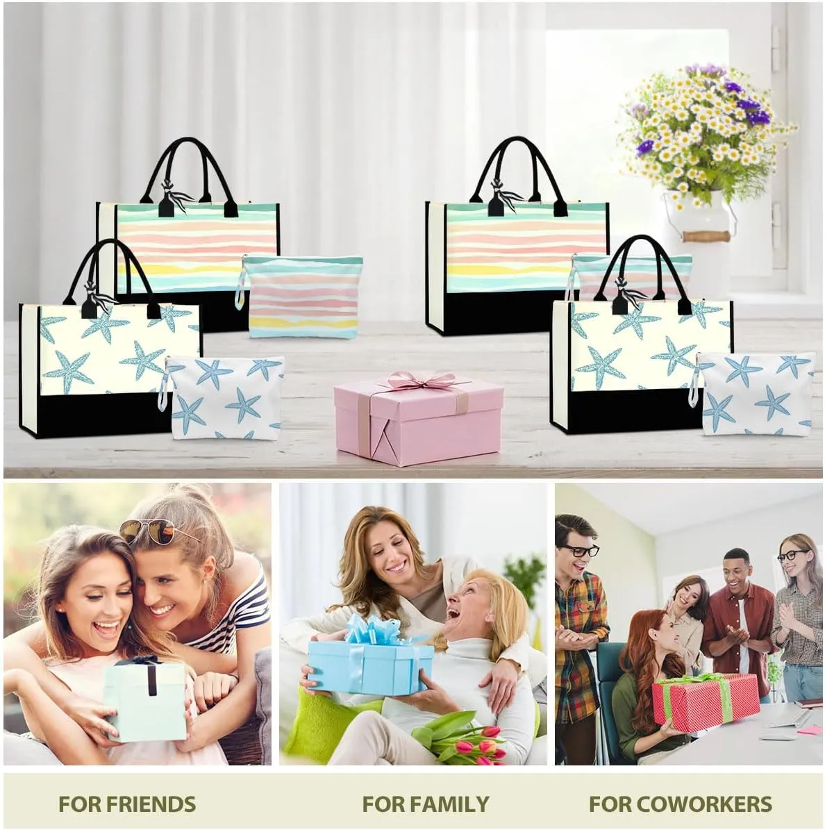 Fokongna Girls Trip 2025 For Women Friend Sister Travel Gifts Canvas Tote Bag Wet Bag for swimsuit Beach Bags Gifts