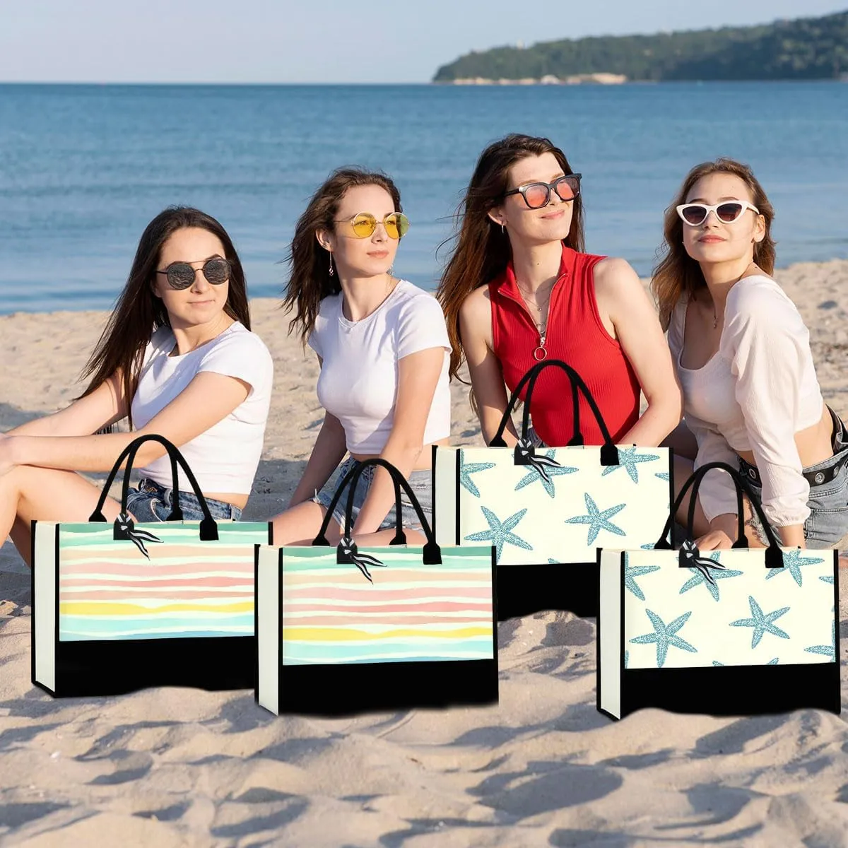 Fokongna Girls Trip 2025 For Women Friend Sister Travel Gifts Canvas Tote Bag Wet Bag for swimsuit Beach Bags Gifts