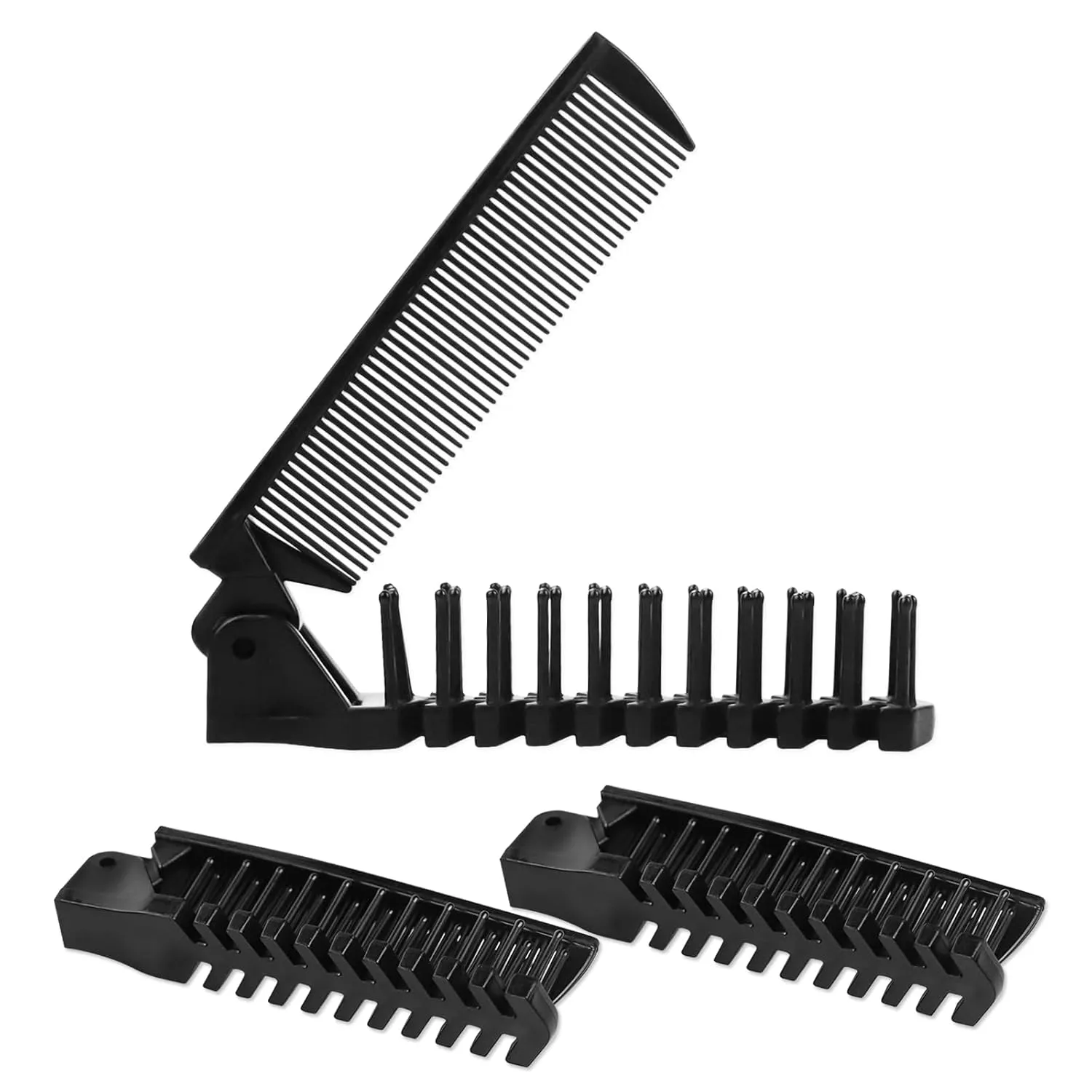 Foldable Combs in Bulk Individually Wrapped, Travel Pocket Hair Comb, Folding Hair Brush Double Headed, Brush Comb Styling Tool for Men Women Combs, Black (One Size, 50, Count)