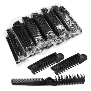 Foldable Combs in Bulk Individually Wrapped, Travel Pocket Hair Comb, Folding Hair Brush Double Headed, Brush Comb Styling Tool for Men Women Combs, Black (One Size, 50, Count)