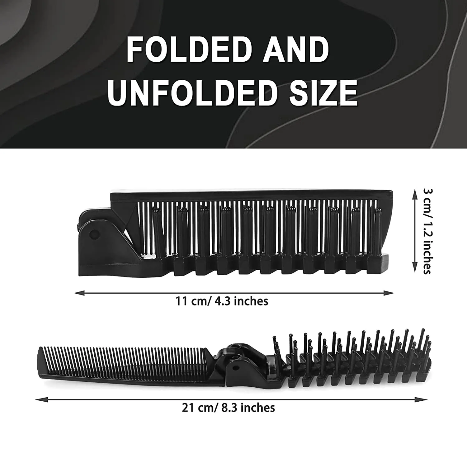Foldable Combs in Bulk Individually Wrapped, Travel Pocket Hair Comb, Folding Hair Brush Double Headed, Brush Comb Styling Tool for Men Women Combs, Black (One Size, 50, Count)