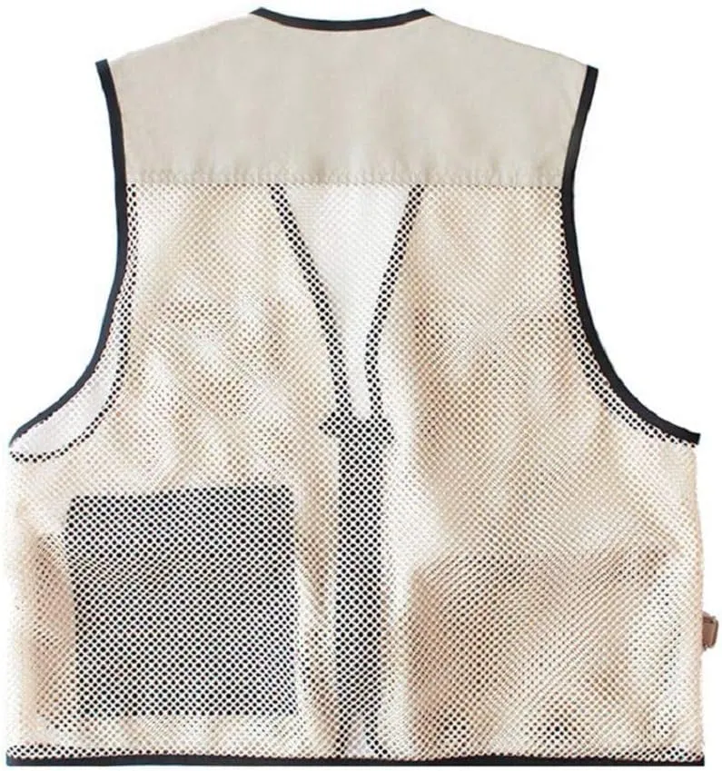 Foldable Outdoor Fishing Camping Travel Mesh Vest, Multi-Pockets Photography Lightweight Vests