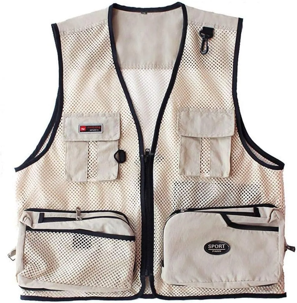 Foldable Outdoor Fishing Camping Travel Mesh Vest, Multi-Pockets Photography Lightweight Vests