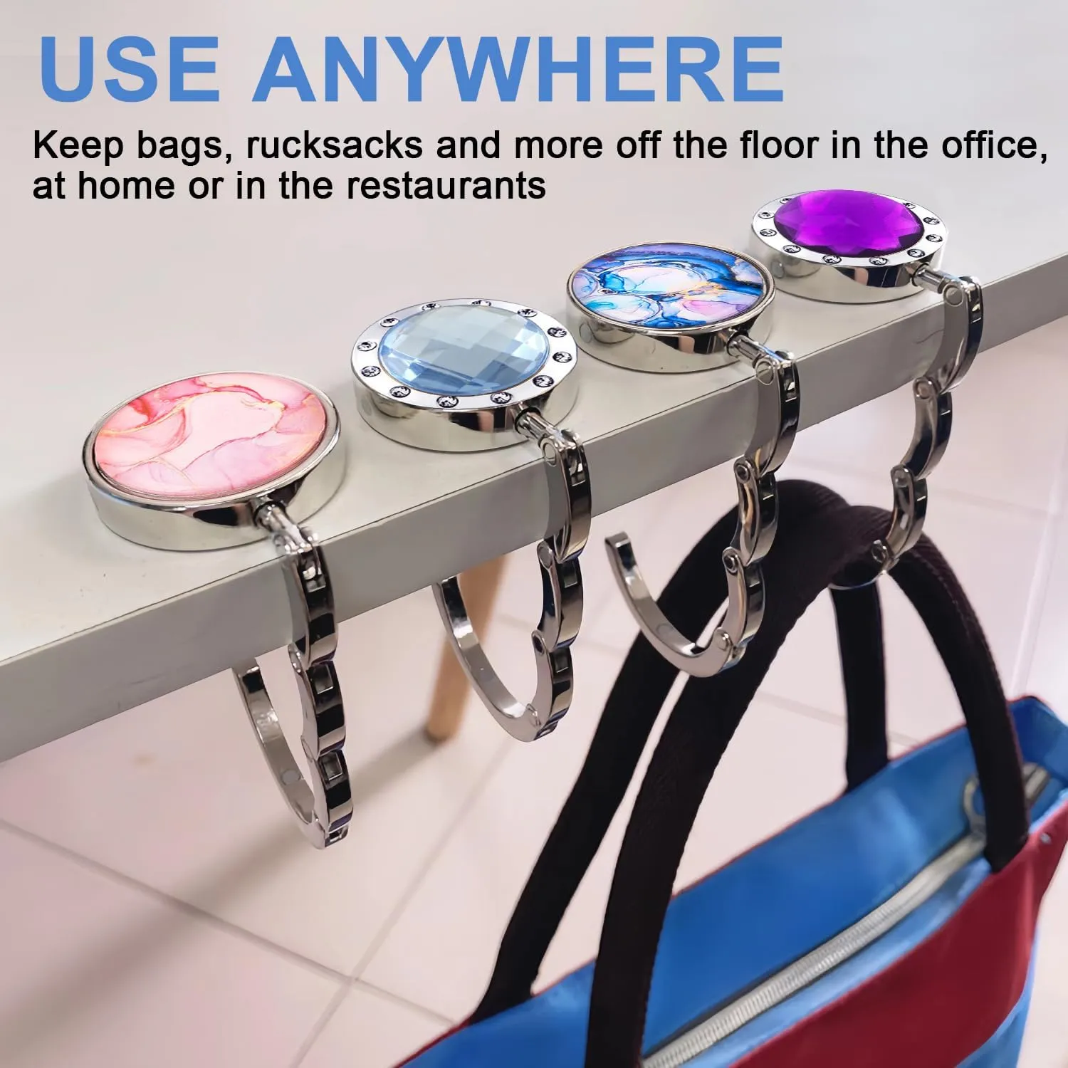 Foldable Purse Hook for Table - Portable Bag Holder - Strength Alloy Materials Heavy Duty Hanger