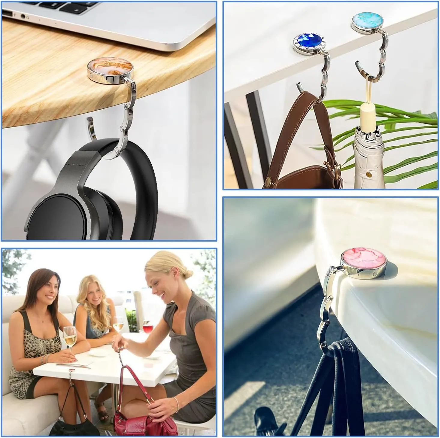 Foldable Purse Hook for Table - Portable Bag Holder - Strength Alloy Materials Heavy Duty Hanger