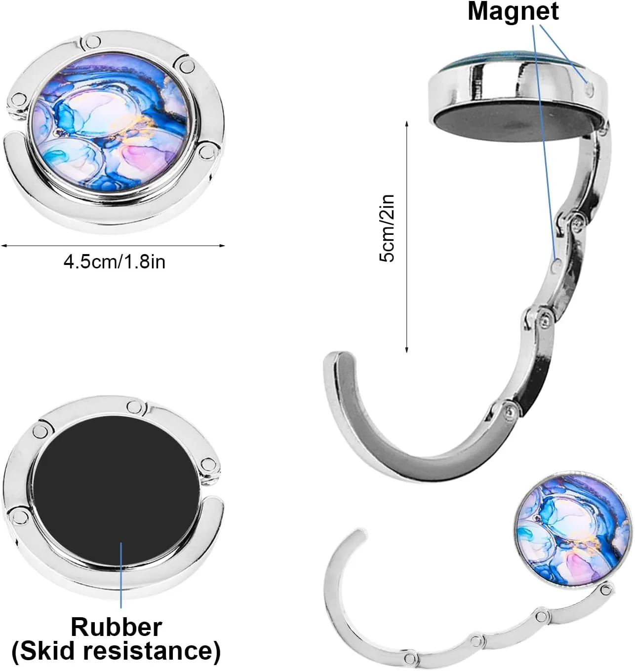Foldable Purse Hook for Table - Portable Bag Holder - Strength Alloy Materials Heavy Duty Hanger