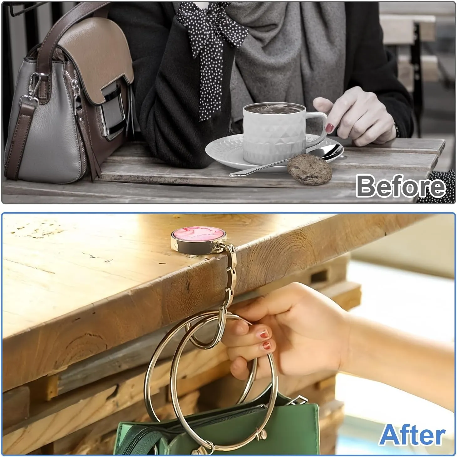 Foldable Purse Hook for Table - Portable Bag Holder - Strength Alloy Materials Heavy Duty Hanger